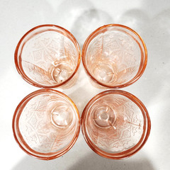 4 Indiana Recollection Pink Depression Glasses Scroll Design 14 oz Flat Tumbler