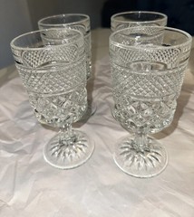 Vintage Set Of 4 WEXFORD 6 3/4” WATER Goblets By Anchor Hocking 8 oz