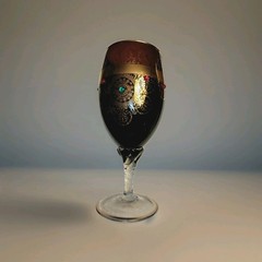 Amethyst / purple & Gold Glass Goblet, Decorated Gilt Trim Floral and jewels