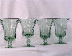 4 Vintage Green Fostoria Jamestown Water Goblet Glasses 8oz