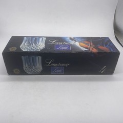 4 NIB Cristal D’Argues 24% Lead Clear Longchamp Old Fashioned Glasses France