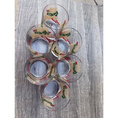 Neiman Marcus 1990’s Christmas Teddy Bear Rocks Glasses Holiday Barware-Set of 6
