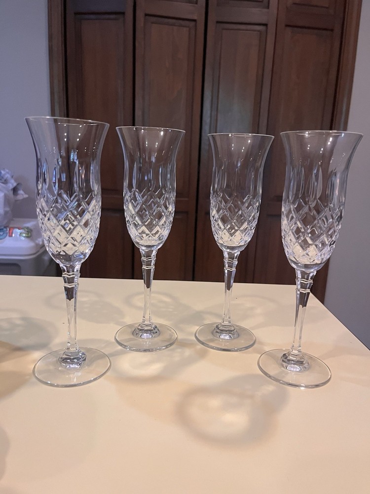 Crystal Wine Glass Wine Set 4 Stem Elegant Clear Glassware Special West Germany
