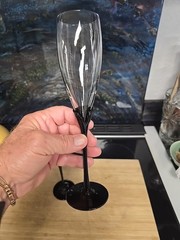 2 MIKASA GALLERIA FK701 OPUS BLACK CALA LILY COORDINATING CHAMPAGNE FLUTES 10″