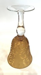 Set Of 6 Vintage Amber Etched Frosted Art Glass Wine Water Goblets 8 1/4”