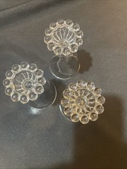 3 Berwick Boopie Anchor Hocking Clear Juice Cordial Glasses Beaded 4.5″ Vintage
