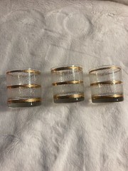 Vintage Juice Glasses High Ball Barware with Gold Trim stunning Mint set of 3