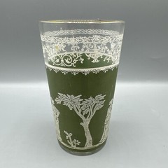 Jeanette Hellenic Green Jasper Tumbler Water Glass 5″ Mid Century Replacement
