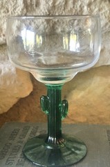 Libbey Set of 4 Cactus Margarita Glasses 12oz Green Stem Barware Excellent