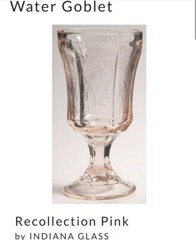 Vintage Indiana Glass Recollection Madrid Pink Set Of 2 Footed Water Goblets