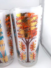 Vintage Highball Drinking Glasses with Four Seasons Designs by M. Petti MCM – 4