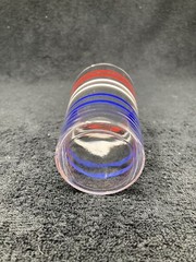 red white and blue striped glass