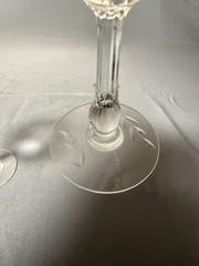 Set 2 Vintage Etched Glass Wine Goblets Floral Clear Stemware 5in #3