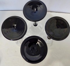 Luminarc Unmarked Black Stem Clear Bowl Wine Glasses Set of Four (4)