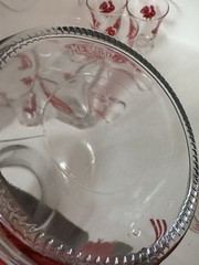 Vintage Mexico Red Rooster Breakfast Set Juice Service Carafe 7 Glasses Ice Cup