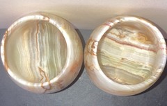 Stone Goblets Swirl Pattern Beige Brown Cream Glossy Finish Two-Piece Set