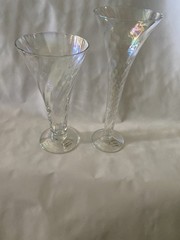 Tiffany Style Trumpet Stemware Set, Water & Wine Made In poland Iridescent Fired