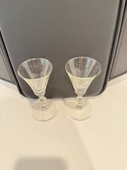 Pair VTG 1950’s Libbey Glass Columbian pattern pressed glass sherry stems
