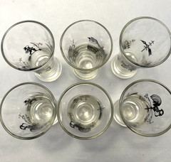 Set of 6 Libbey Weathervane Glass Rooster Liquor Cocktail Glass 4 1/2 inch