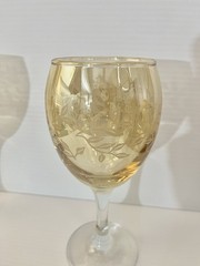 Italian Cristalleria Fratelli Fumo Etched Wine Glasses 8oz Italy Set Of 4