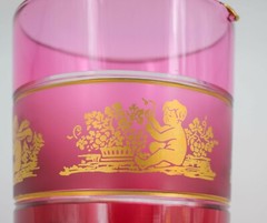 Val St. Lambert Set of 6 Multi Color Tumblers and Cocktail Pitcher