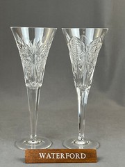 2 Waterford Crystal MILLENNIUM HAPPINESS & HEALTH 9 ¼” Champagne Flutes: MINT