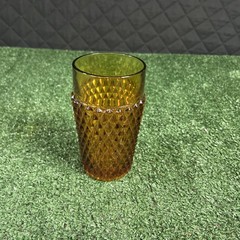 Vtg Amber Diamond Point Glass Tumblers Set of 4 Retro Mid Century 6” Cups Gothic