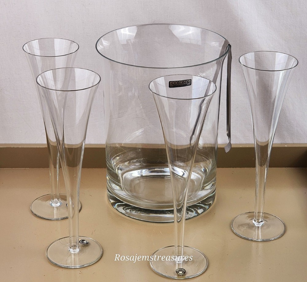 Celebration by Colony – Fluted Champagne Glasses & Ice Bucket, Service for 4