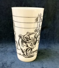 2 Tumblers Borden Dairy Elsie the Cow & Friends Milk Glasses Vintage