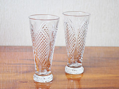 Pair of vintage crystal glasses identified as the «Petal» – soviet vintage 1970s