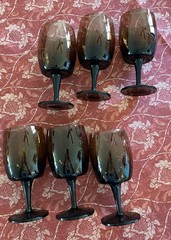 Gorham Reizart Accent Brown Goblets Vintage Stem Glasses—No Chips/Cracks ~6 oz