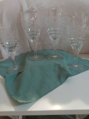 Vintage Millee Rogaska Woodland Crystal Clear Water Goblet Glasses. Set of 4.