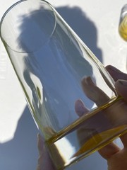 Libbey Crisa Pinched Thumb Print Impressions Sunshine Yellow glasses (6 in Set)