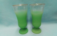 8 Vintage MCM Blendo Frosted Briliant Colors Parfait Glasses Gold Rims