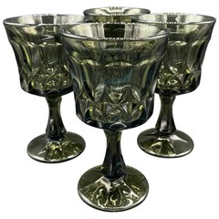 Vintage Noritake Perspective Smoky Olive Green Water Goblets Set of 4