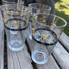 Libbey Barware Cocktail Mixed Drink Recipe Glass Bartender Ware Barware VTG 4 PC
