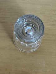 Vintage Clear Glass Shot Glass 2oz Heavy Bottom White Stripe Barware 3 inch Tall