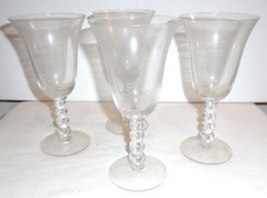 Imperial Crystal Glass Candlewick 9oz Goblets, 4 Bead Stem, Set of 4
