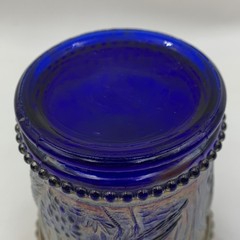 Vintage Blue Dugan Carnival Glass Stork & Rushes Pattern 4″ Tumbler