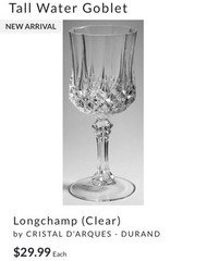 Cristal d’Arques Longchamp Set of 5 Champagne Water Wine Sherry & Cordial Qty Av