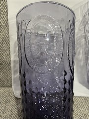 2 ZRIKE Renaissance Hobnail Raised Fleur De Lis Lavendar Purple Highball Glasses