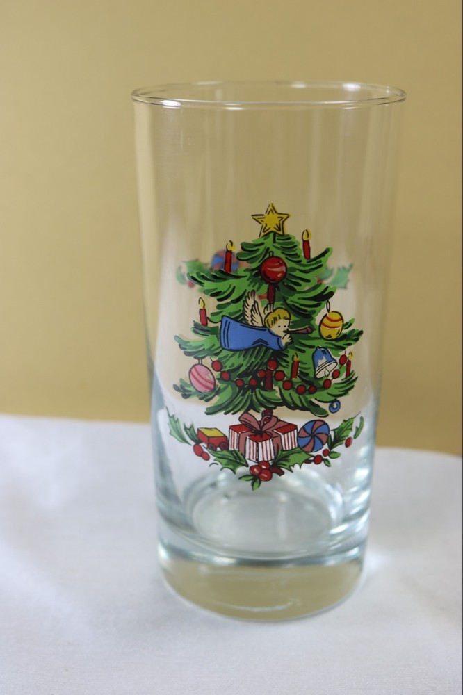 Noel Highball Glass Tumblers 5 1/2 » Blue Angel Christmas Tree Set of 6