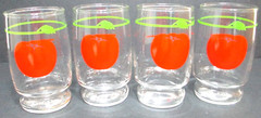Vintage K-LOR Tomato Juice Glass Tumblers 3 7/8″ Tall SET OF 4 KERR Glass