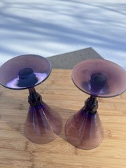 VTG Fostoria Exeter Amethyst Hand Blown 7-3/8” Water /Wine Goblet 8 Oz~ Set Of 2