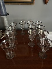12 Platinum Rimmed and Platinum Footed Tall Boy” Glasses (4) & Wine Glasses (8)