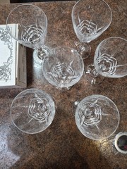 Cherbourg French Lead Crystal By W.M. Dalton Goblets Set Of 6 7.25″ Tall