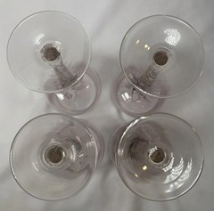 4 Vintage Bohemia Czech Amethyst & Clear Glasses Swirl Stem Star Goblet Cordial
