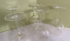 4 Vintage Clear Glass Round 10oz Wine Glasses – 7 1/4″ tall