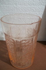 3 Vtg Federal Glass Pink Depression Glass Tumblers: «Sharon Cabbage Rose»: 4″