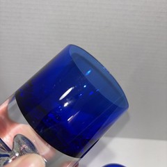 Cobalt Blue Bubble Base Glasses Block Stockholm Set of 2 Crystal Old Fashioned